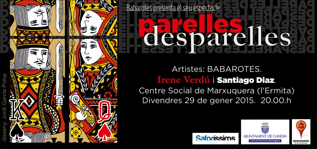 “Parelles, desparelles”, el nou espectacle de Babarotes, aquest divendres al Centre Social de Marxuquera (29 de gener, 20 h)